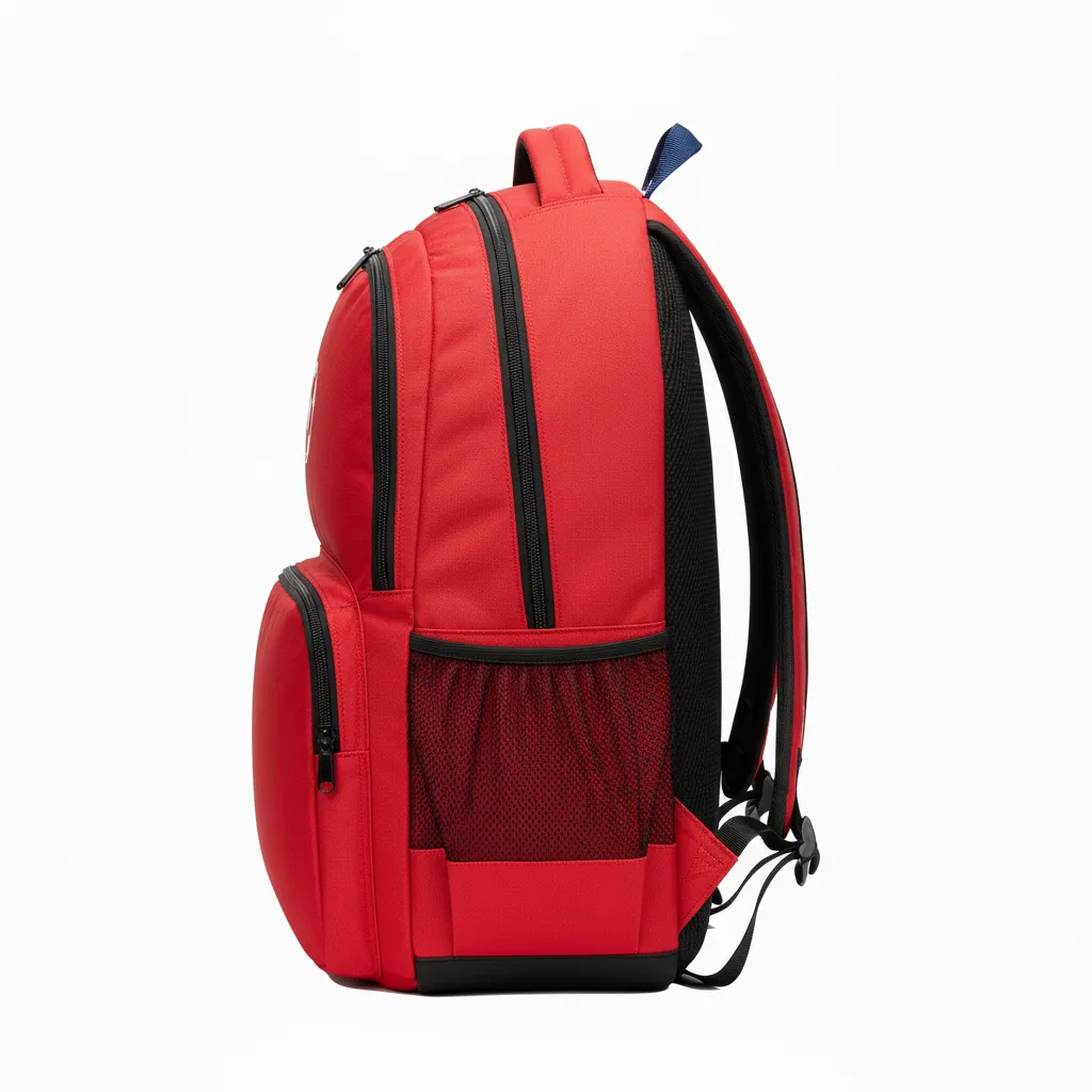 Custom Soccer Backpack - Red, Black - Athletic - Side View - Kinexa Sportswear