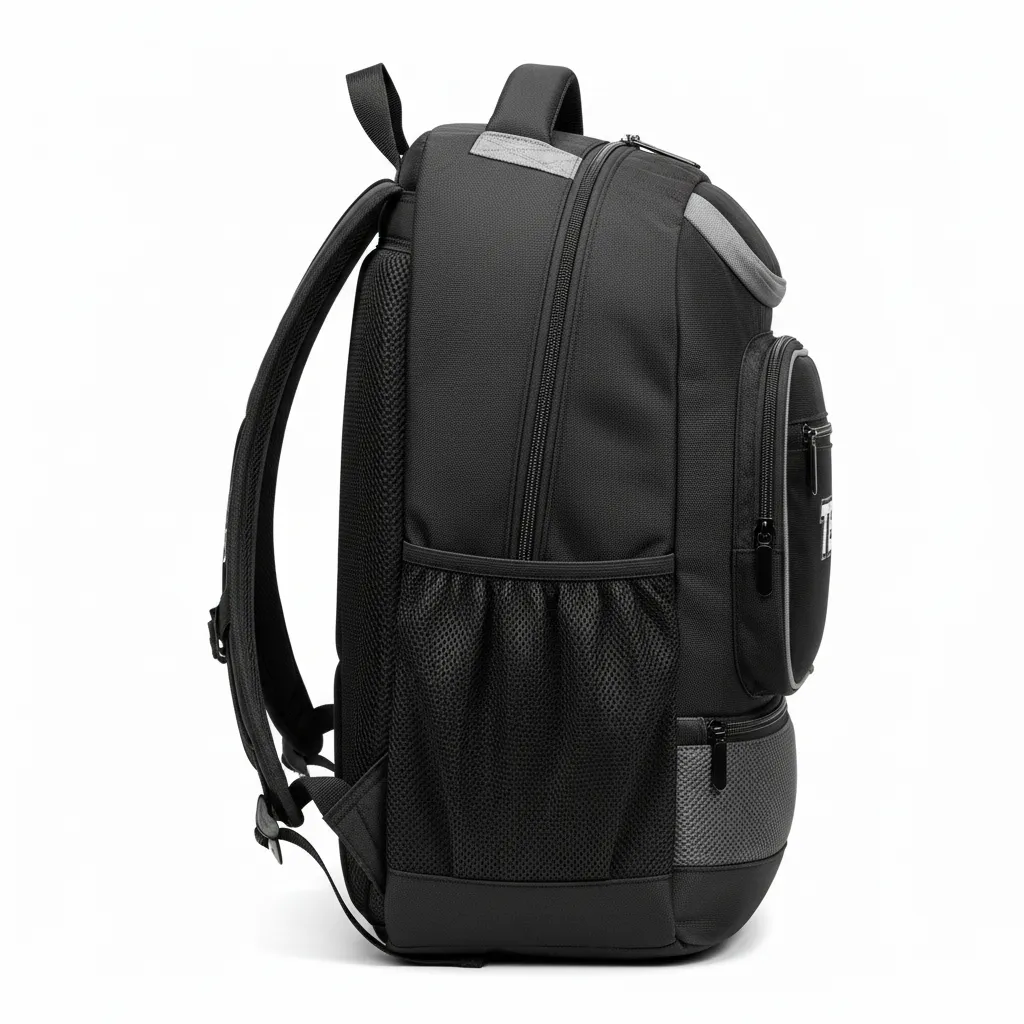 Custom Soccer Backpack - Black, Grey - Side View - Kinexa Sportswear