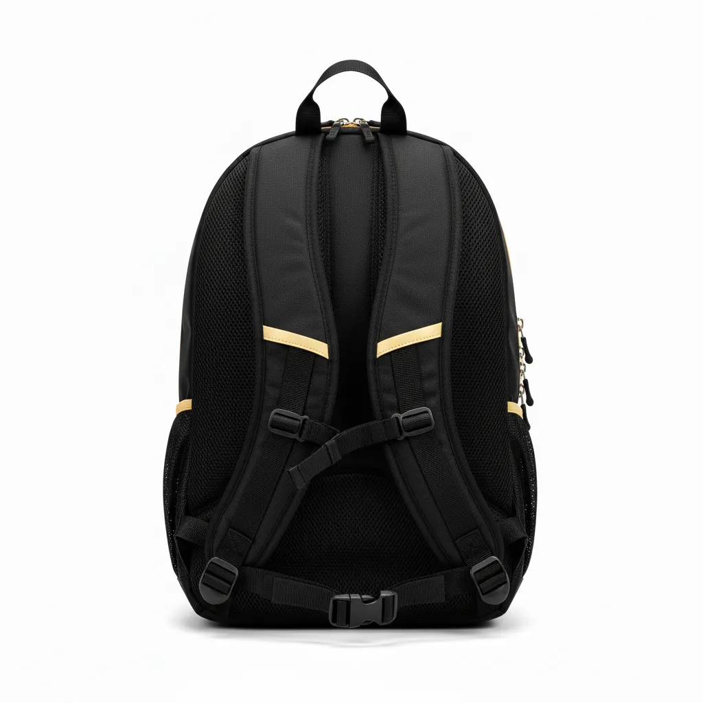 Custom Soccer Backpack - Black, Gold - Vegas - Back View - Kinexa Sportswear