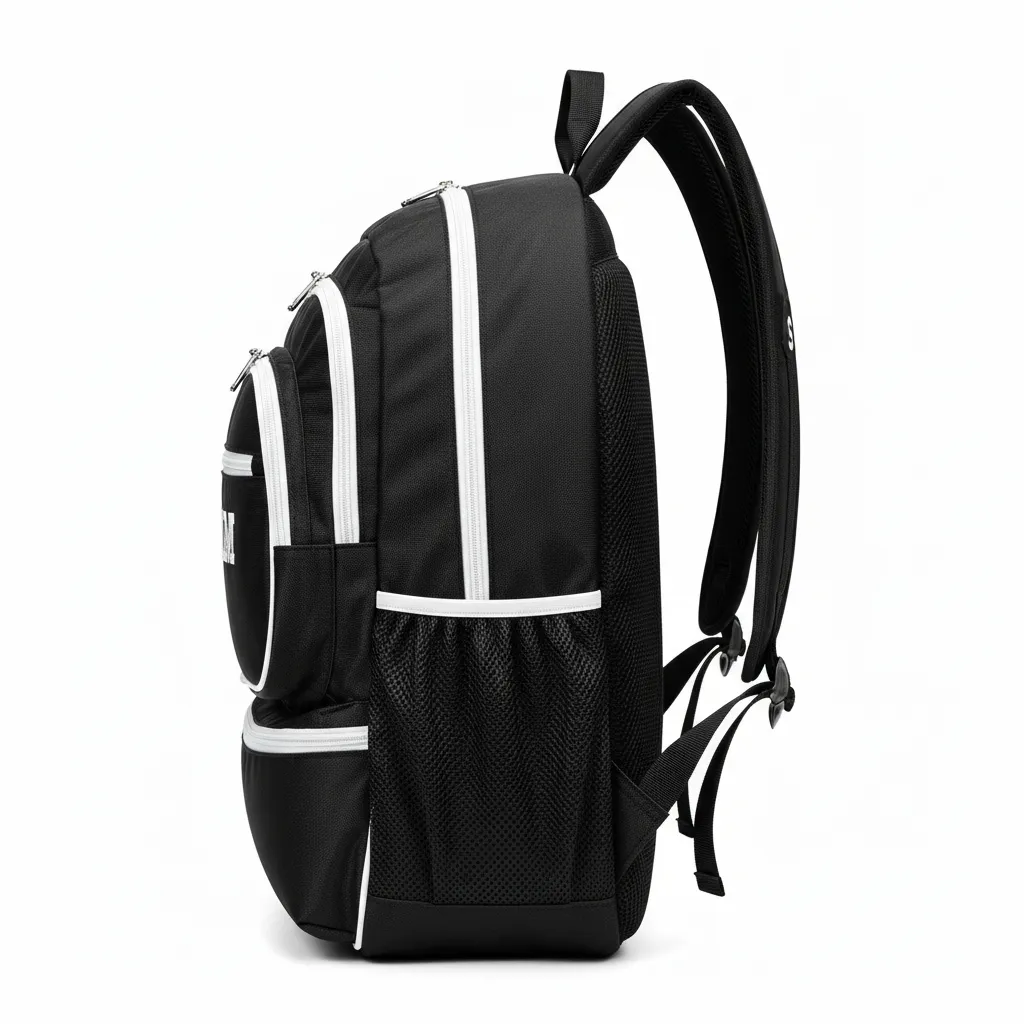 Custom Soccer Backpack - Black, White - Side View - Kinexa Sportswear