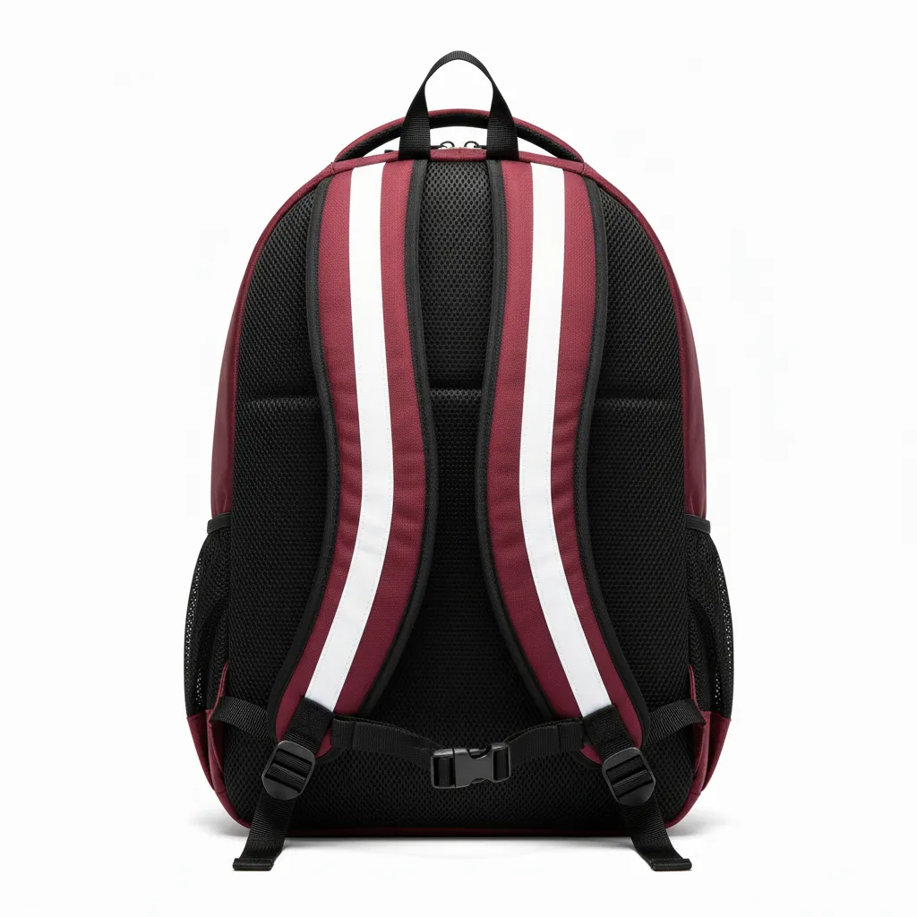 Custom Soccer Backpack - Burgundy, White - Back View - Kinexa Sportswear