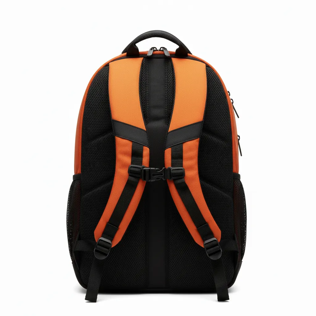 Custom Soccer Backpack - Burnt, Orange, Black - Back View - Kinexa Sportswear