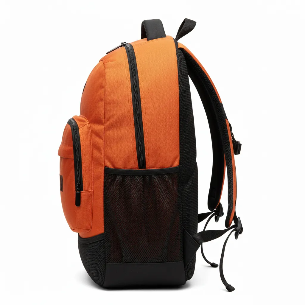 Custom Soccer Backpack - Burnt, Orange, Black - Side View - Kinexa Sportswear