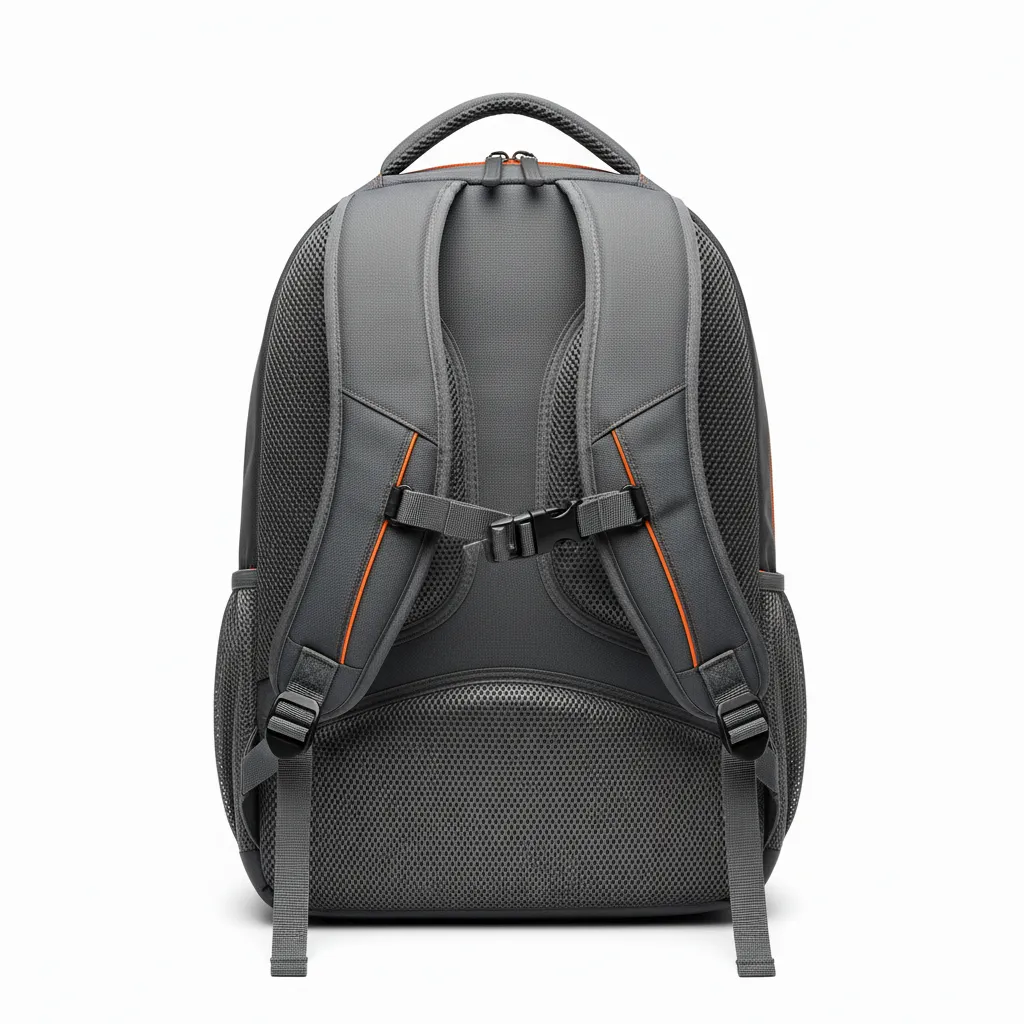 Custom Soccer Backpack - Orange - Charcoal Neon - Back View - Kinexa Sportswear