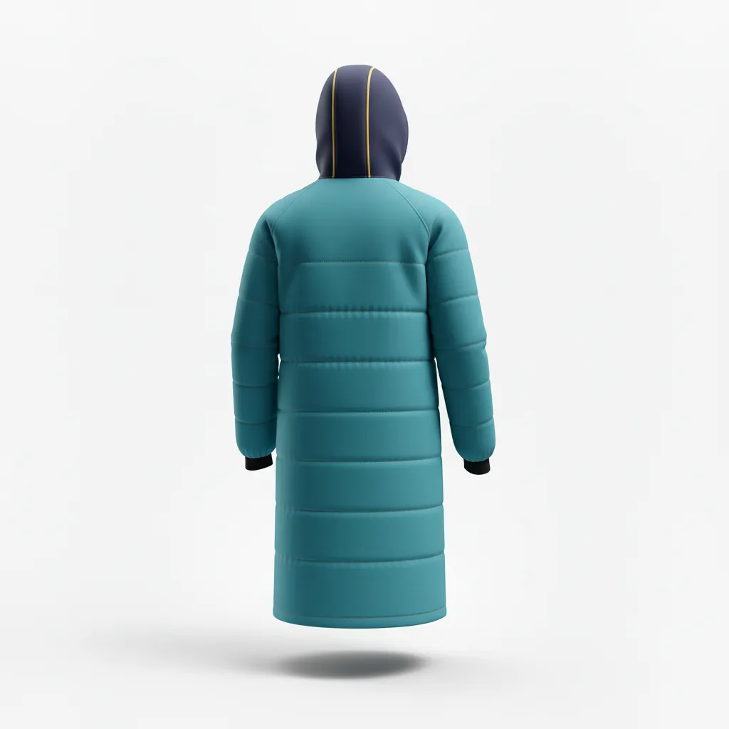 Custom Soccer Bench Jacket - White - Coat Aqua - Back View - Kinexa Sportswear