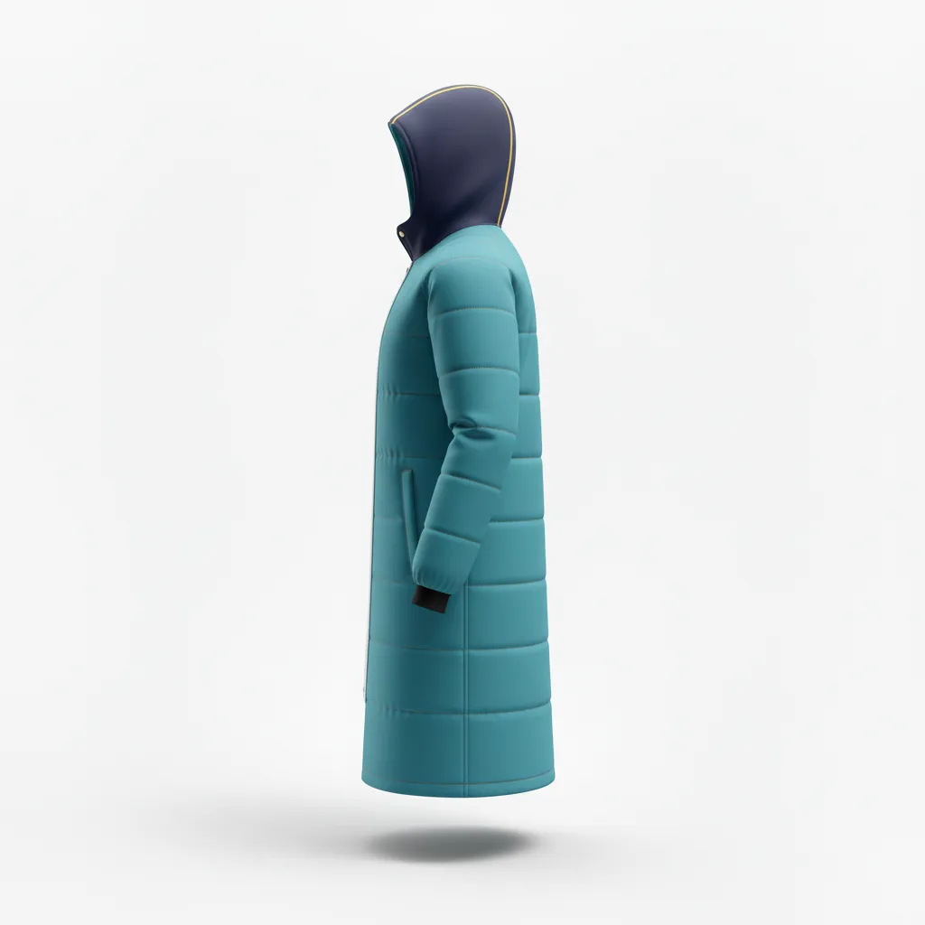 Custom Soccer Bench Jacket - White - Coat Aqua - Side View - Kinexa Sportswear