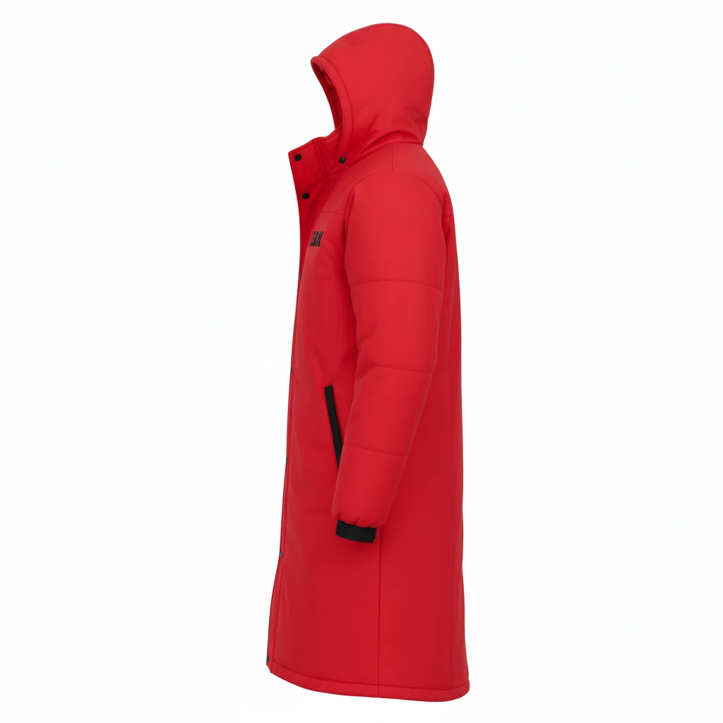Custom Soccer Bench Jacket - Red, Black - Coat Athletic - Side View - Kinexa Sportswear