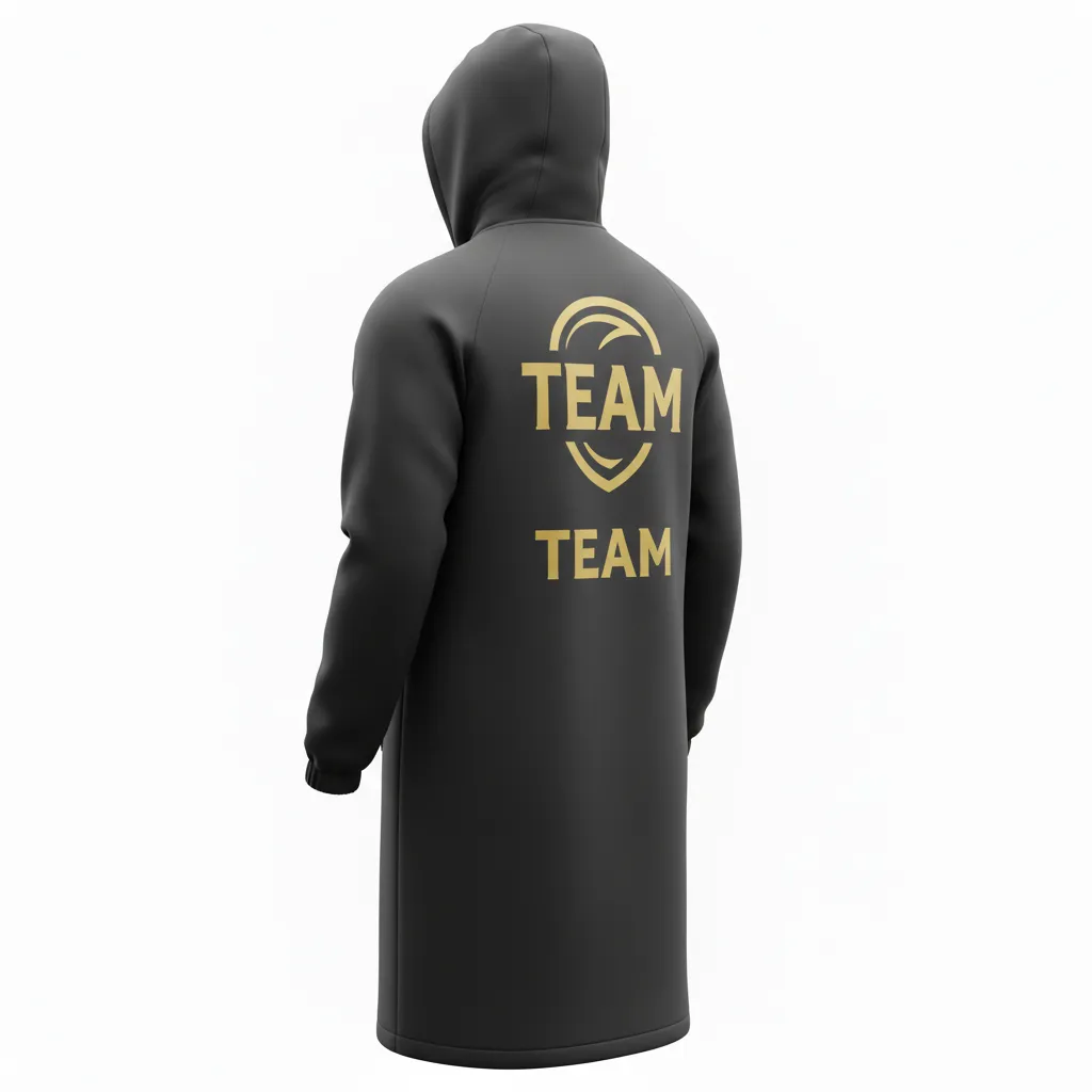 Custom Soccer Bench Jacket - Black, Gold, White - Coat - Back View - Kinexa Sportswear