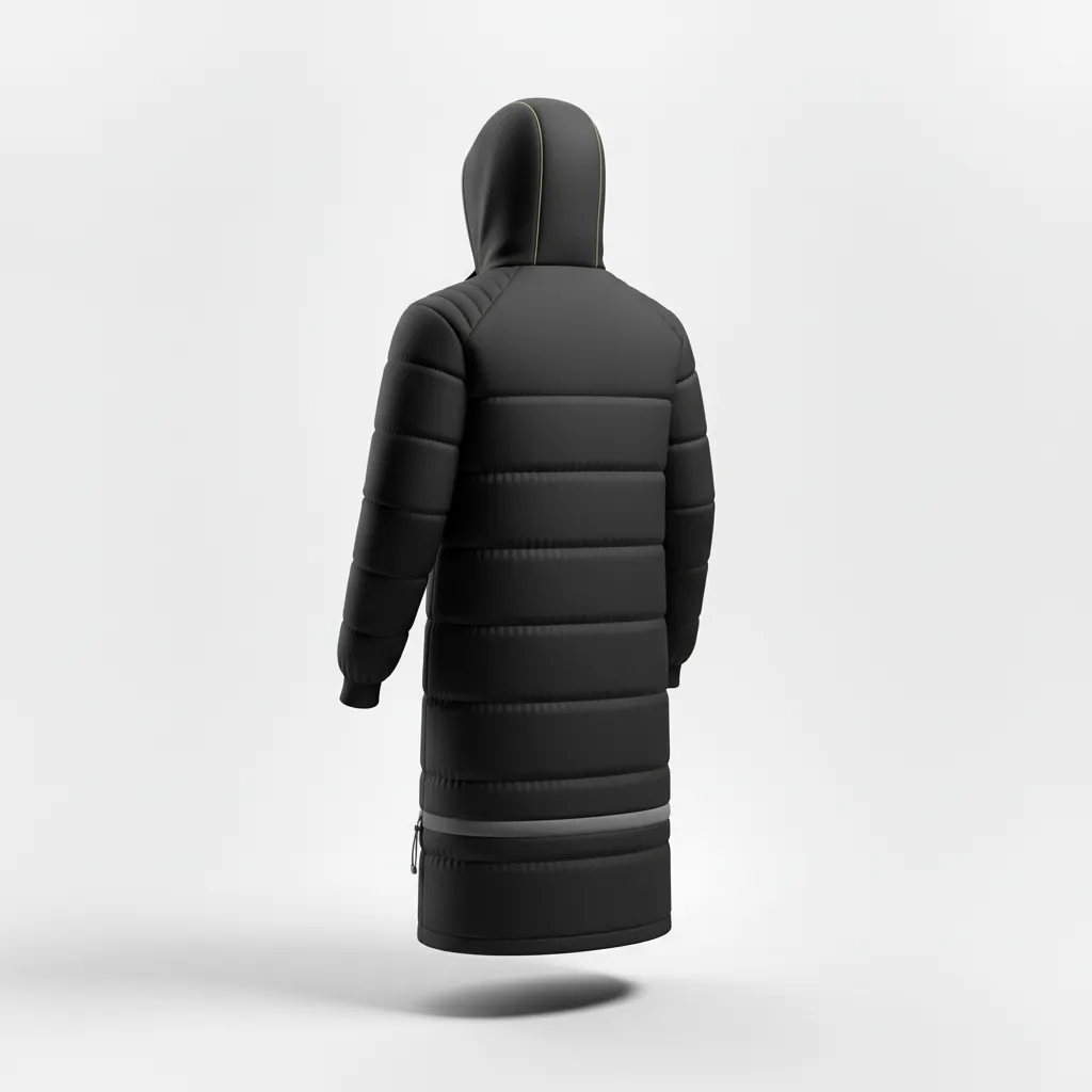 Custom Soccer Bench Jacket - Black, Grey - Coat - Back View - Kinexa Sportswear