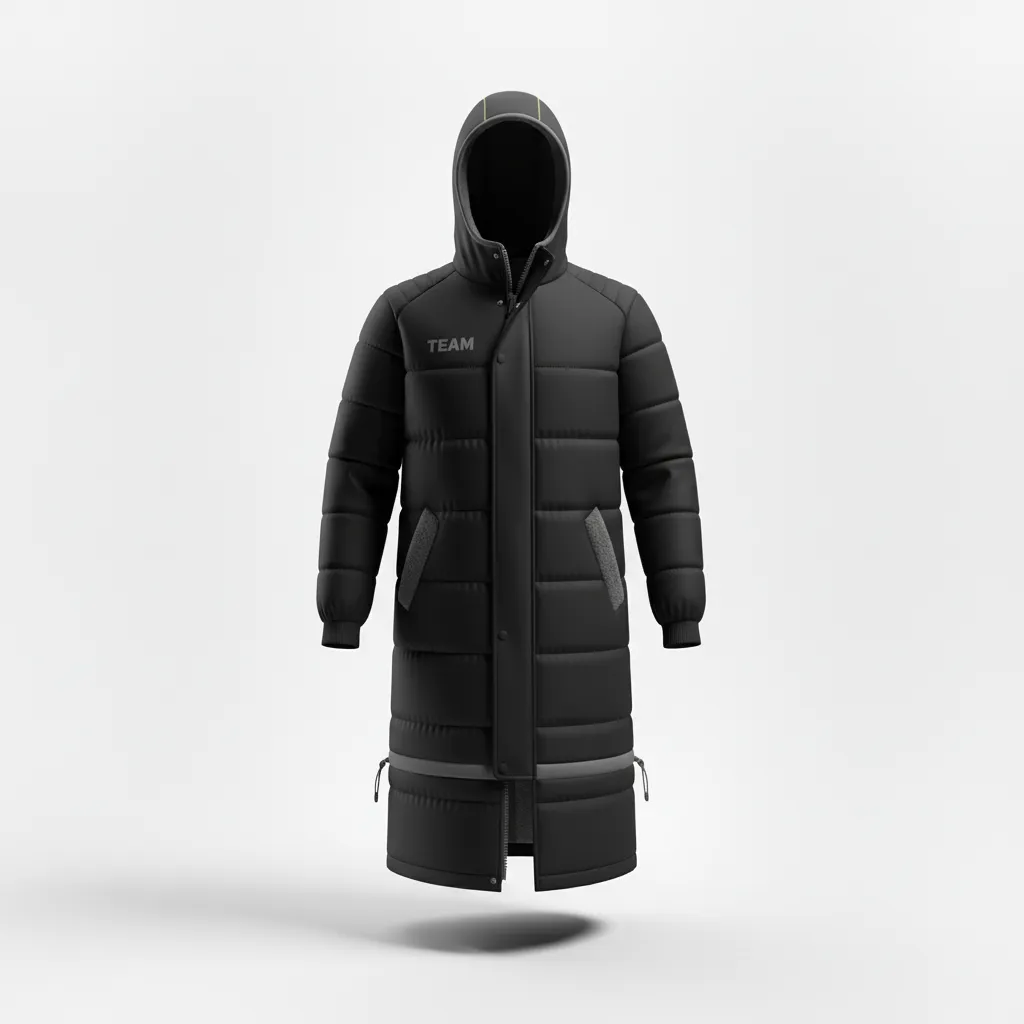 Custom Soccer Bench Jacket - Black, Grey - Coat - Front View - Kinexa Sportswear