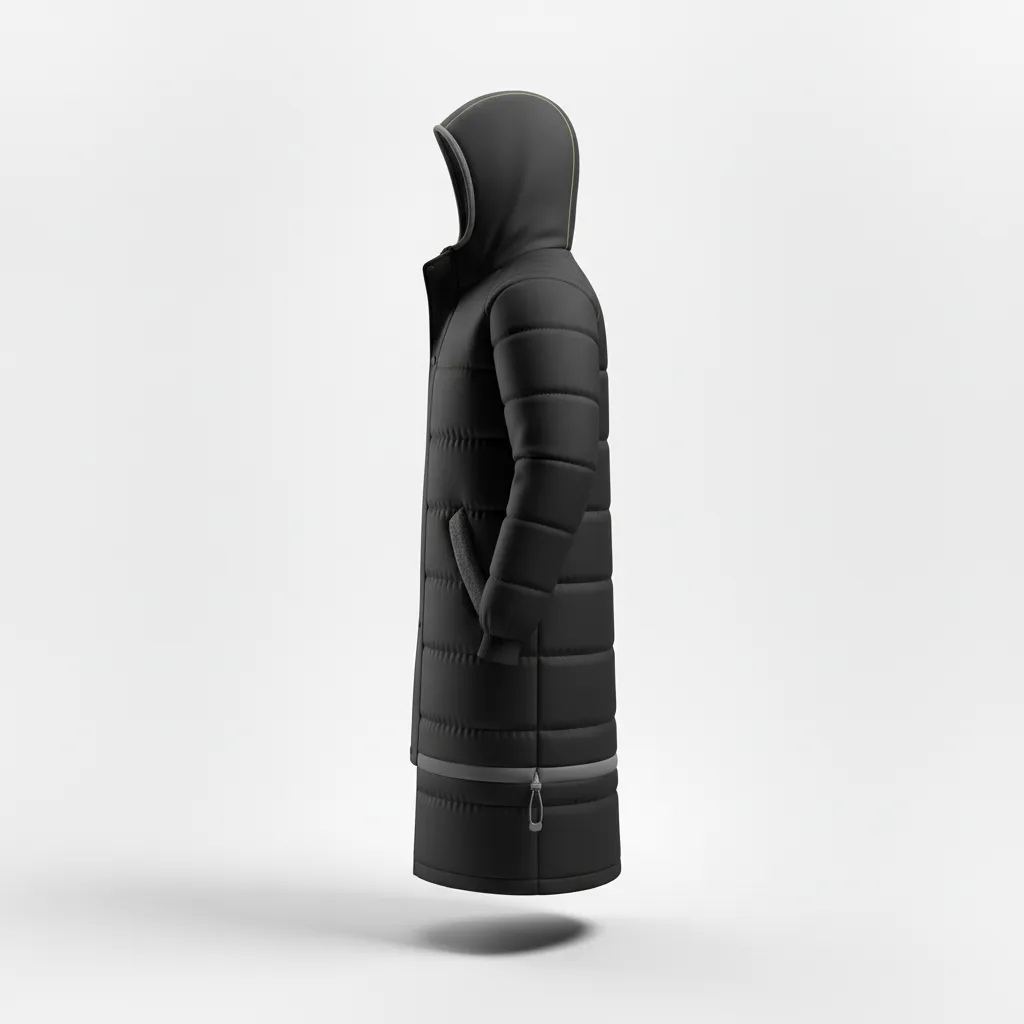 Custom Soccer Bench Jacket - Black, Grey - Coat - Side View - Kinexa Sportswear