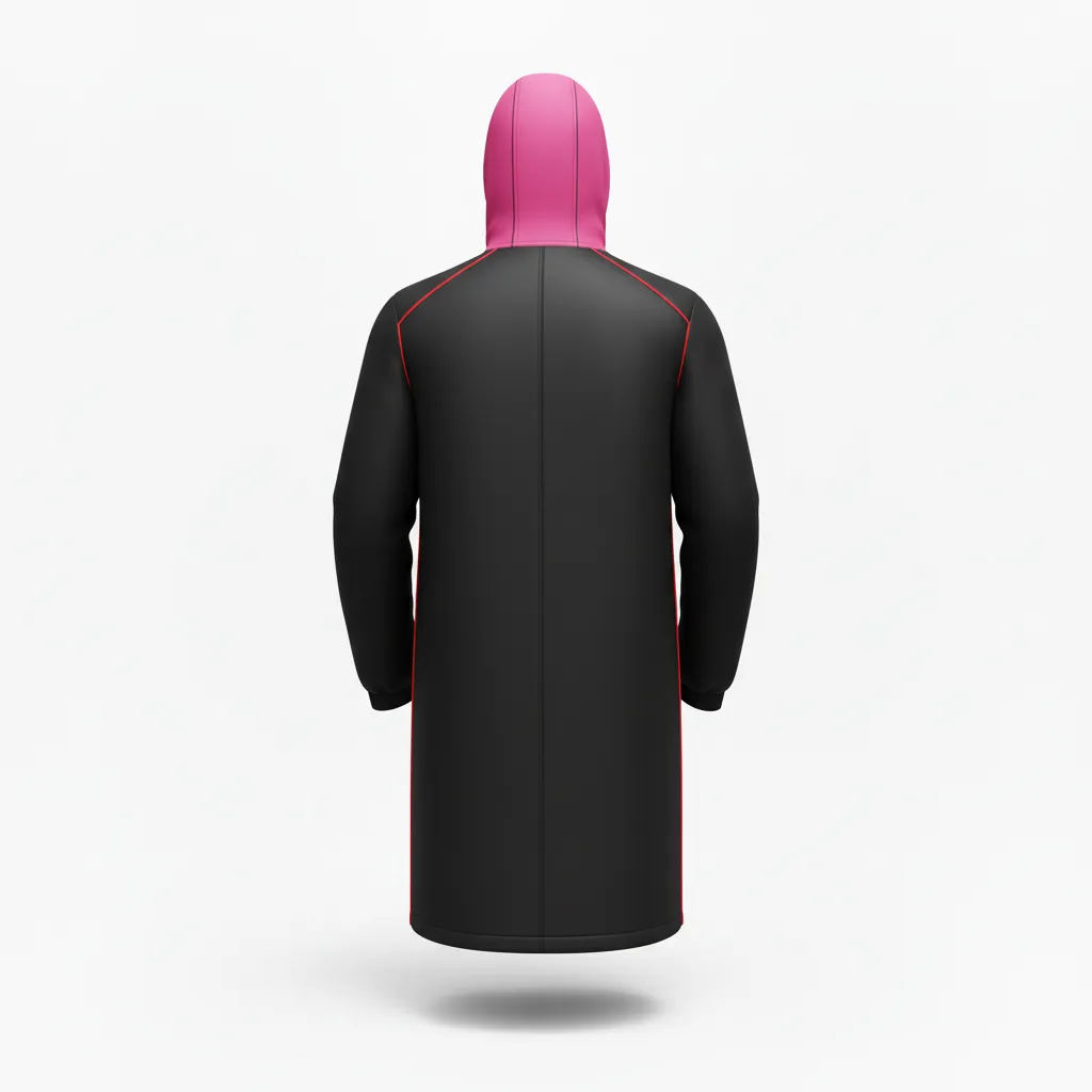 Custom Soccer Bench Jacket - Black, Red - Coat - Back View - Kinexa Sportswear