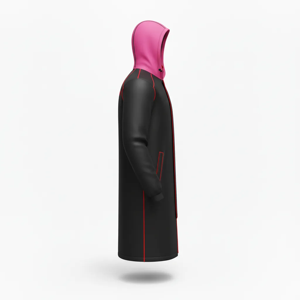 Custom Soccer Bench Jacket - Black, Red - Coat - Side View - Kinexa Sportswear