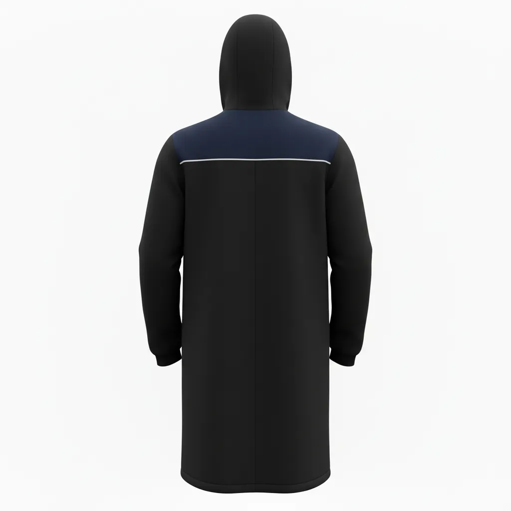 Custom Soccer Bench Jacket - Black, White - Coat - Back View - Kinexa Sportswear