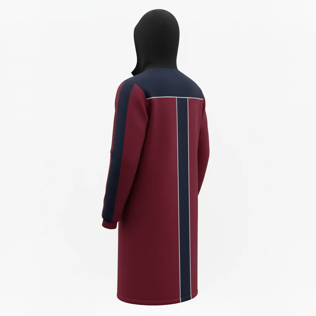 Custom Soccer Bench Jacket - Burgundy, Gold - Coat - Back View - Kinexa Sportswear