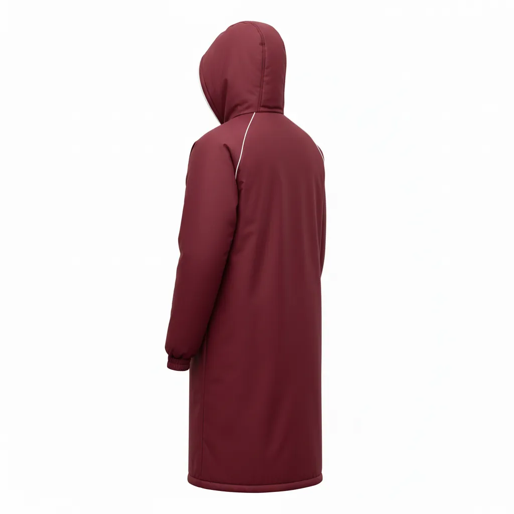 Custom Soccer Bench Jacket - Burgundy, White - Coat - Back View - Kinexa Sportswear