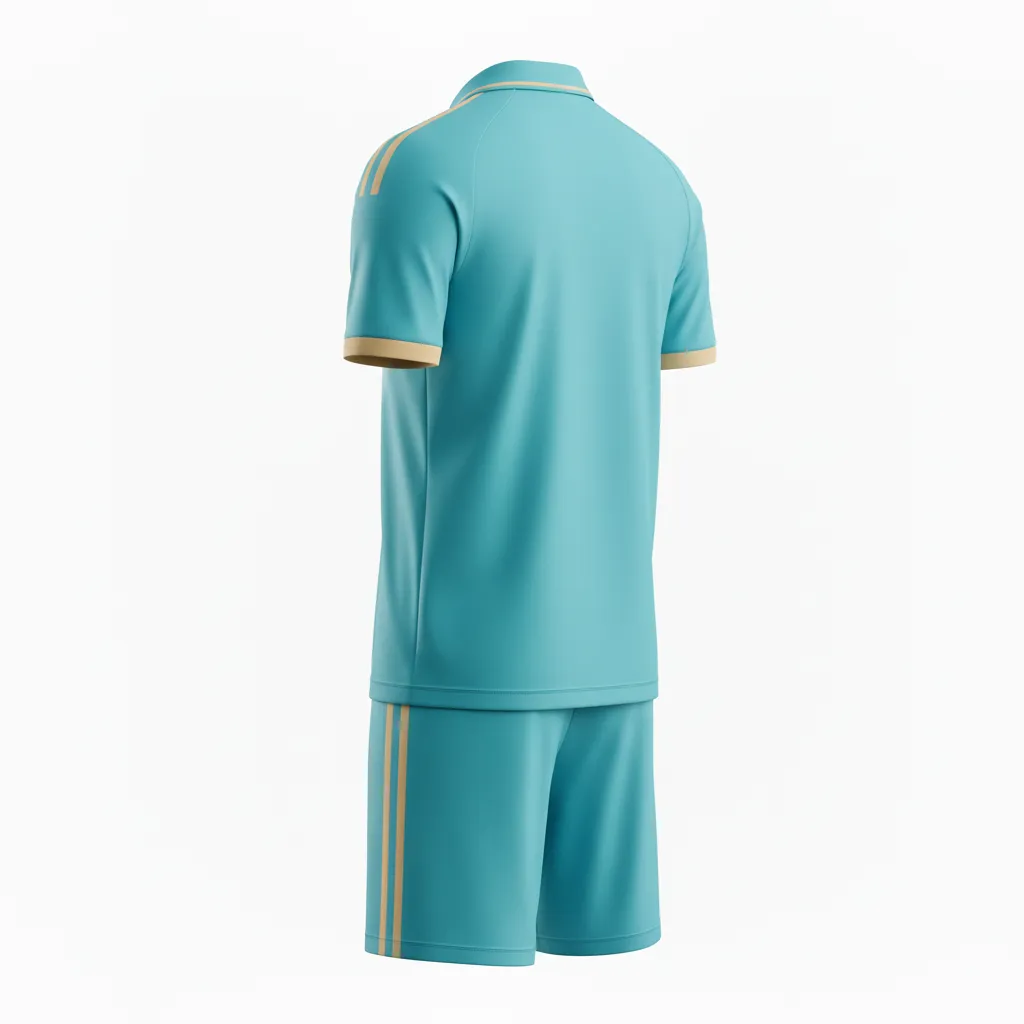 Custom Soccer Collard Soccer Uniform - White - Collared Aqua Wave - Back View - Kinexa Sportswear
