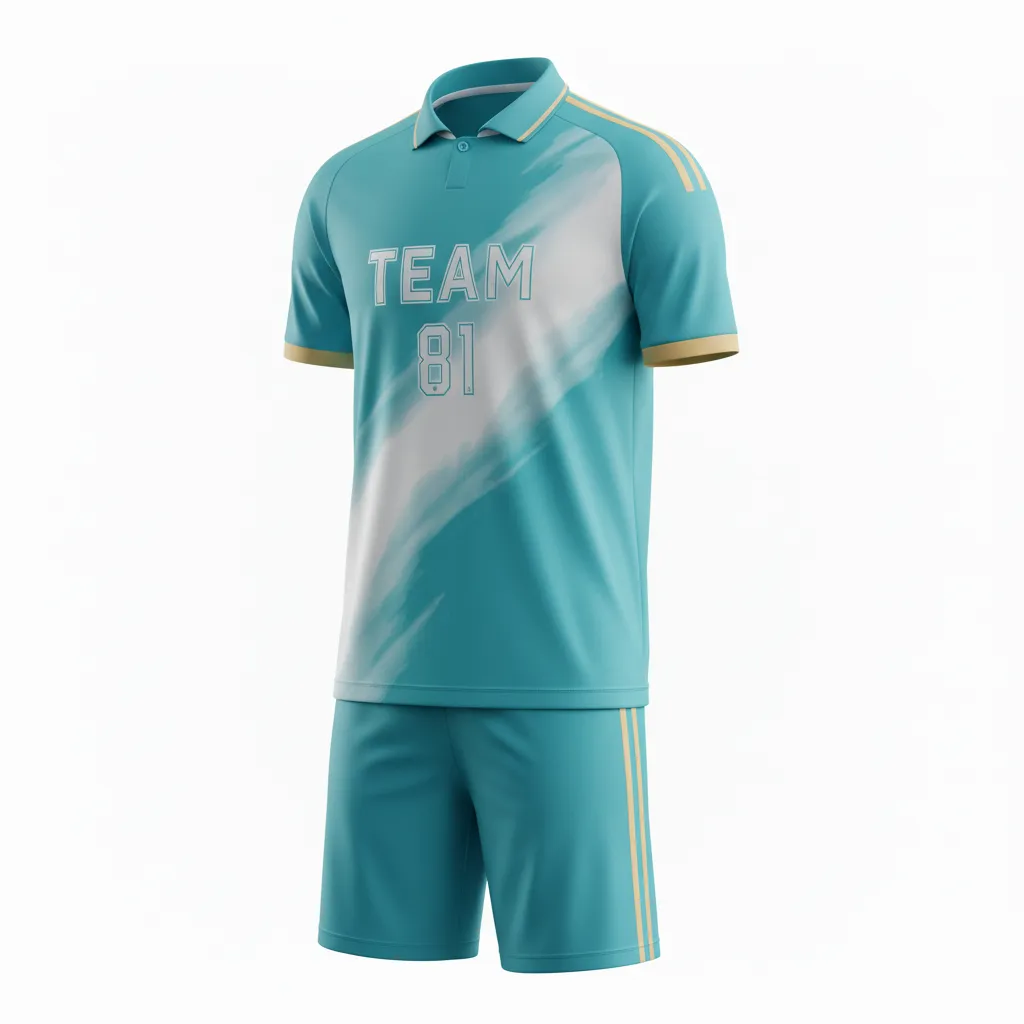 Custom Soccer Collard Soccer Uniform - White - Collared Aqua Wave - Front View - Kinexa Sportswear