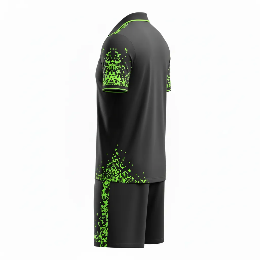 Custom Soccer Collard Soccer Uniform - Black, Green - Collared Neon Digital - Back View - Kinexa Sportswear