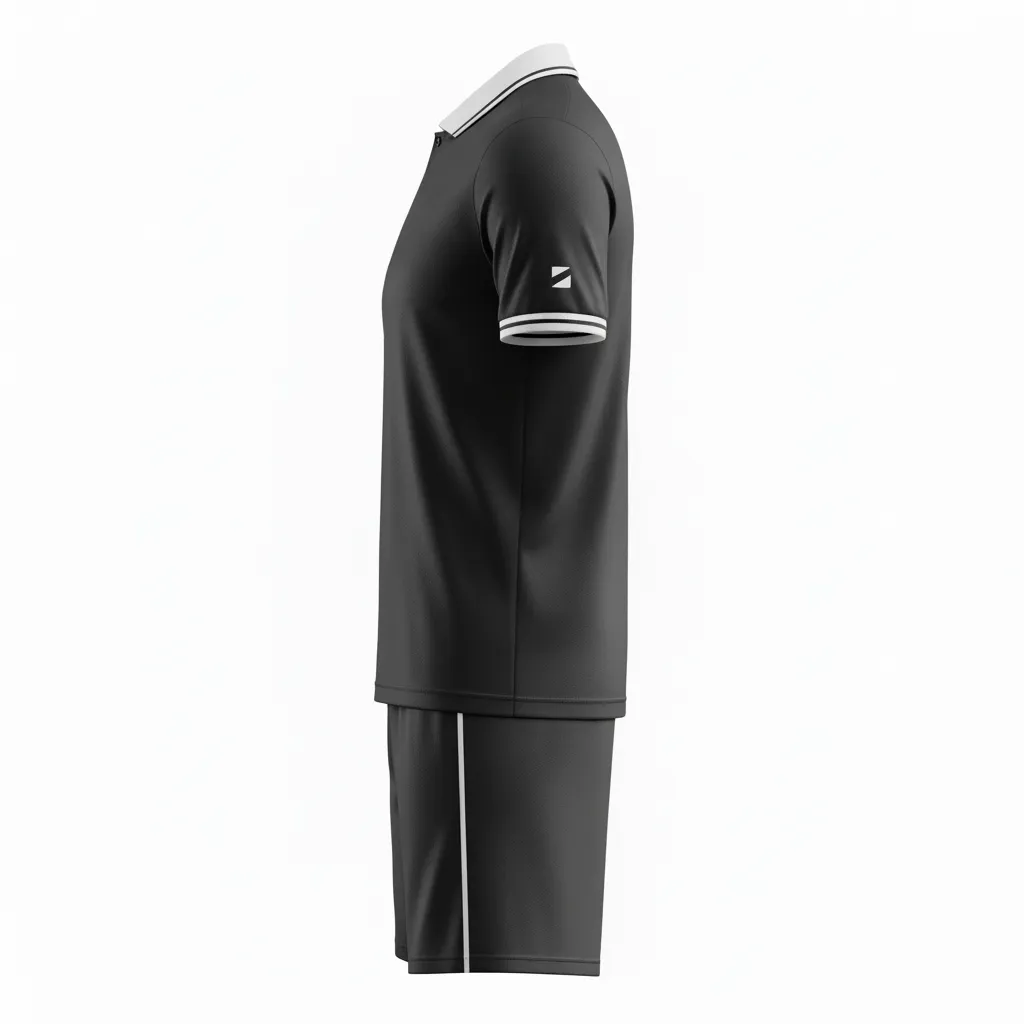 Custom Soccer Collard Soccer Uniform - Black, White - Collared Minimalist - Back View - Kinexa Sportswear