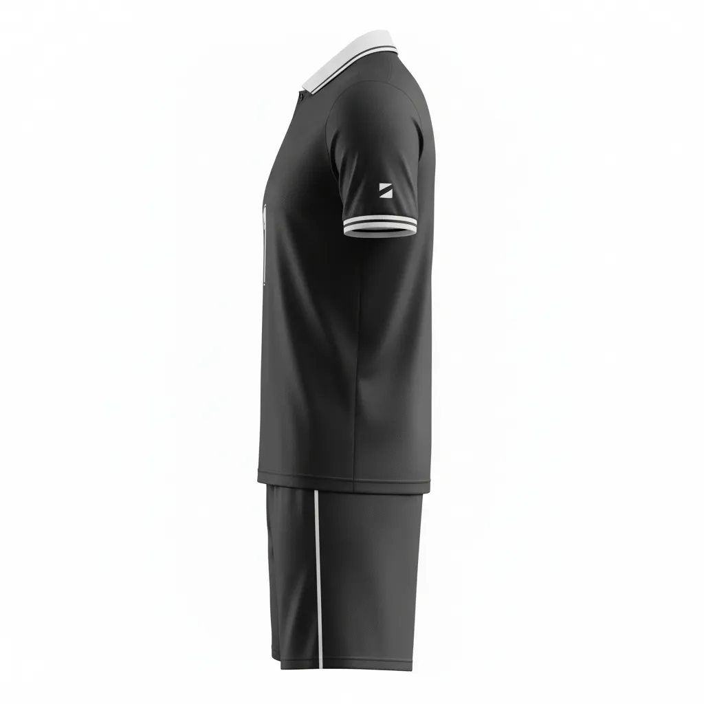 Custom Soccer Collard Soccer Uniform - Black, White - Collared Minimalist - Side View - Kinexa Sportswear