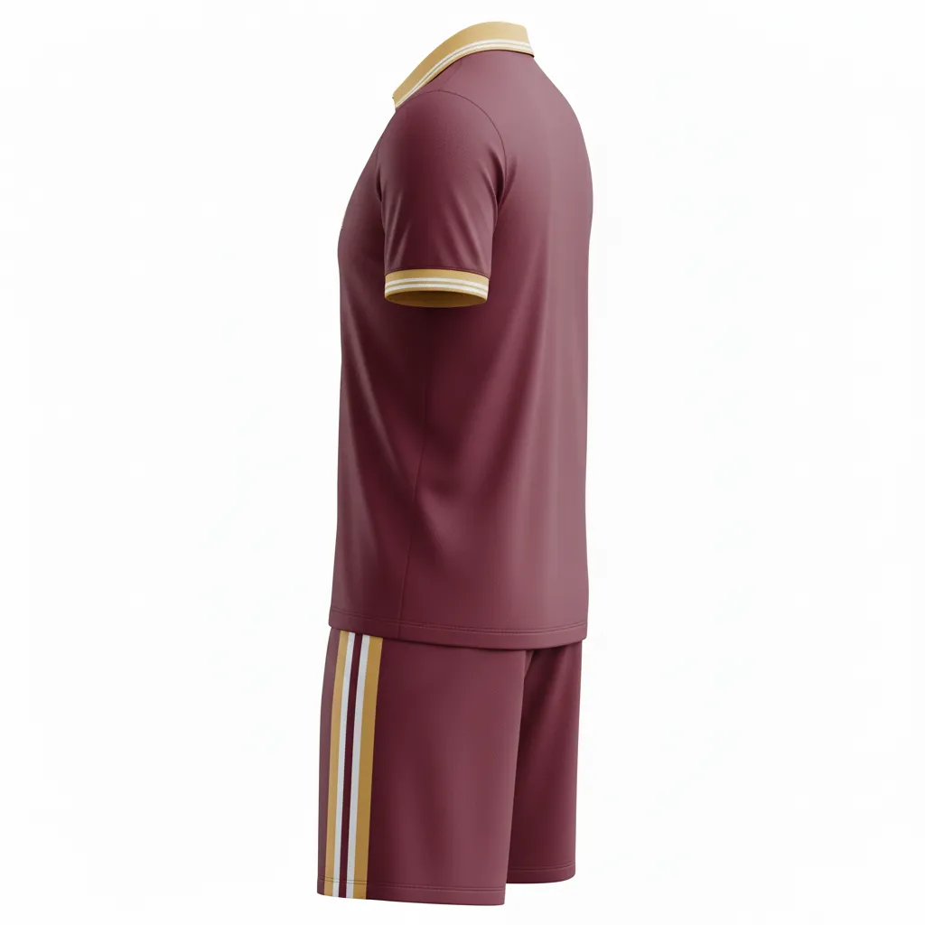 Custom Soccer Collard Soccer Uniform - Burgundy, Gold, White - Collared Elegant - Back View - Kinexa Sportswear