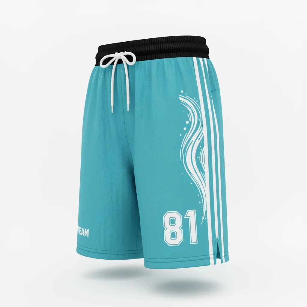 Custom Soccer Custom Soccer Shorts - White - Aqua Wave - Front View - Kinexa Sportswear