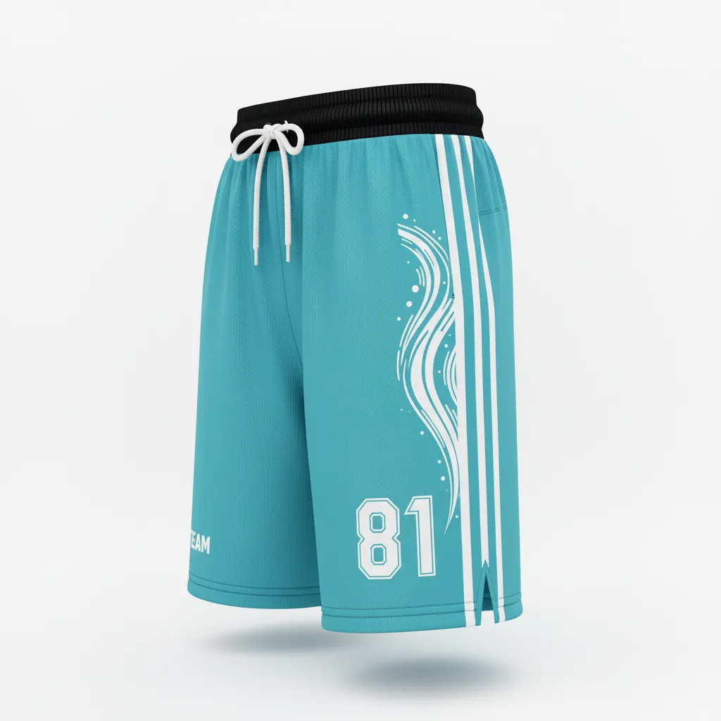 Custom Soccer Custom Soccer Shorts - White - Aqua Wave - Side View - Kinexa Sportswear