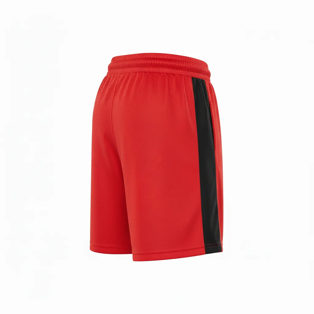 Custom Soccer Custom Soccer Shorts - Red, Black - Athletic Side Panels - Back View - Kinexa Sportswear