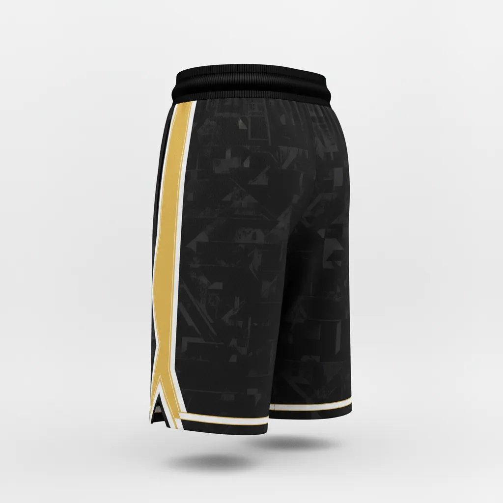 Custom Soccer Custom Soccer Shorts - Black, Gold, White - Vegas - Back View - Kinexa Sportswear