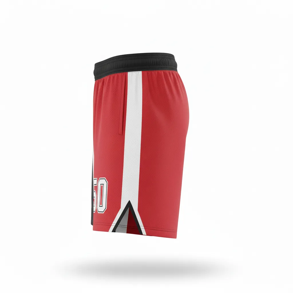 Custom Soccer Custom Soccer Shorts - Black, Red - Split - Side View - Kinexa Sportswear