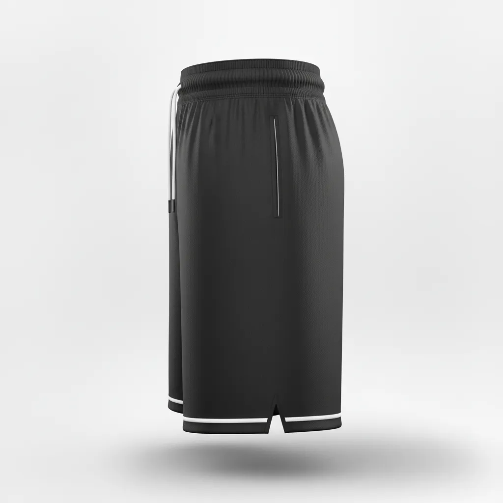 Custom Soccer Custom Soccer Shorts - Black, White - Minimalist - Side View - Kinexa Sportswear