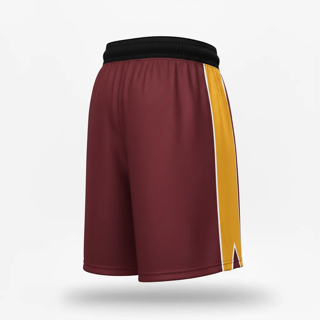 Custom Soccer Custom Soccer Shorts - Burgundy, Gold, White - Classic - Back View - Kinexa Sportswear