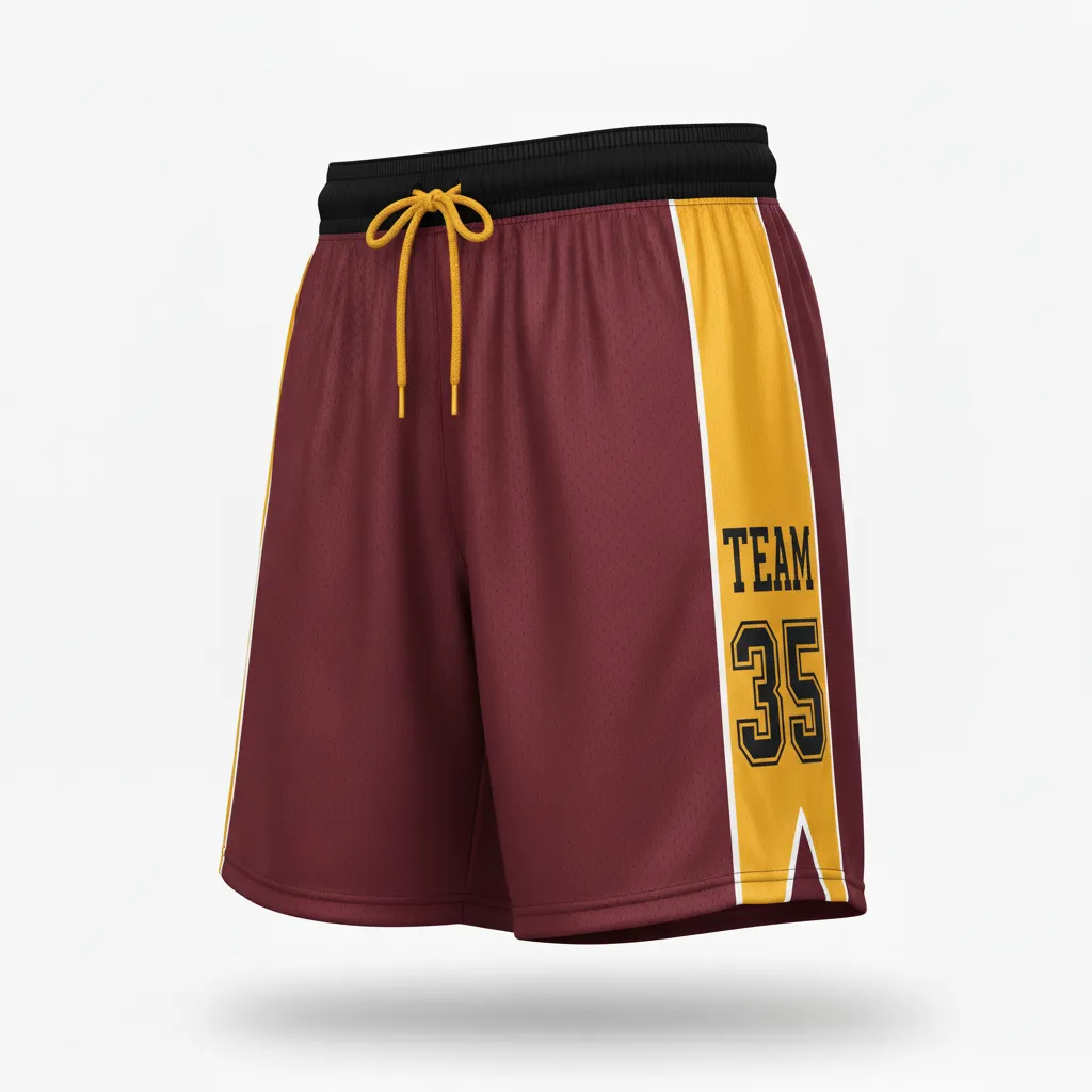 Custom Soccer Custom Soccer Shorts - Burgundy, Gold, White - Classic - Front View - Kinexa Sportswear