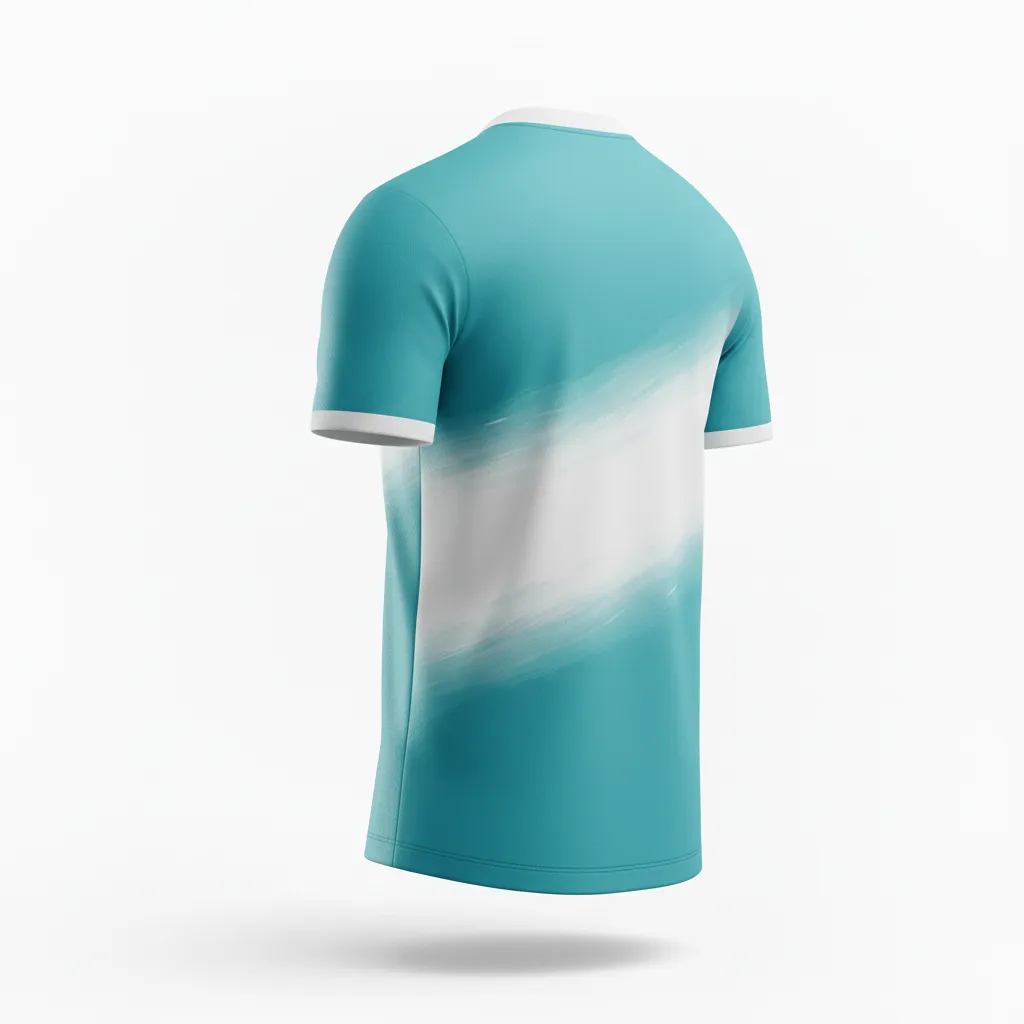 Custom Soccer Custom V Neck Soccer Jersey - White - Vneck Aqua Wave - Back View - Kinexa Sportswear