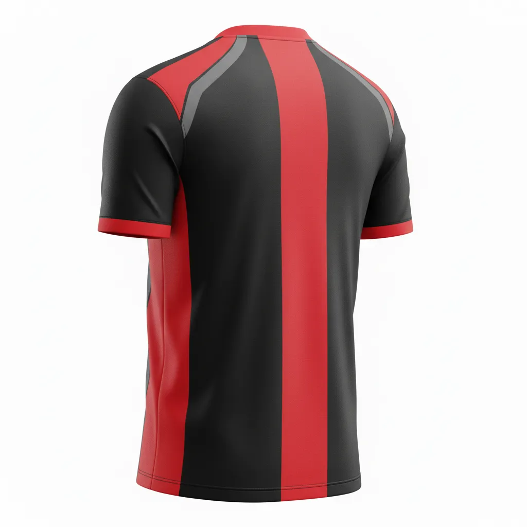 Custom Soccer Custom V Neck Soccer Jersey - Black, Red, Grey - Vneck Modern - Back View - Kinexa Sportswear