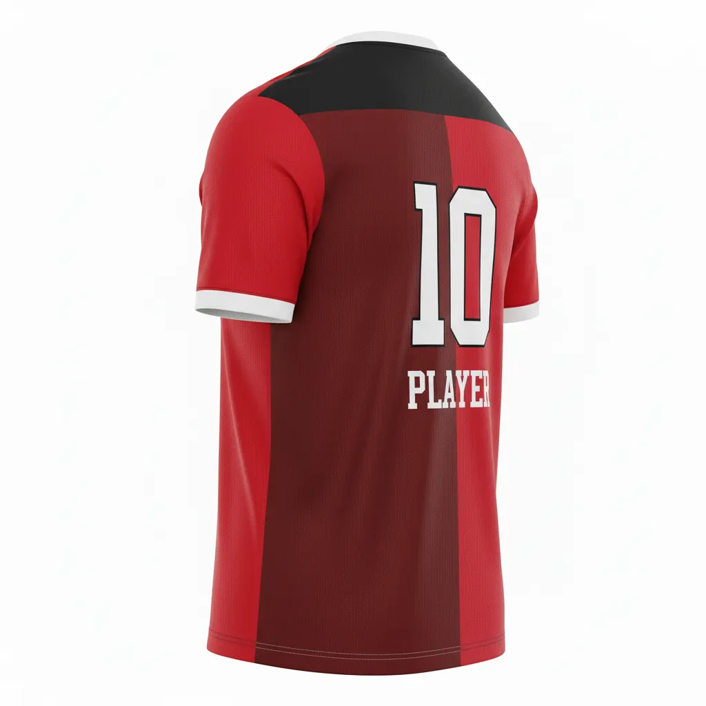 Custom Soccer Custom V Neck Soccer Jersey - Black, Red, White - Vneck Split - Back View - Kinexa Sportswear