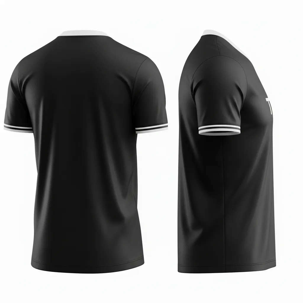 Custom Soccer Custom V Neck Soccer Jersey - Black, White - Vneck Minimalist - Back View - Kinexa Sportswear
