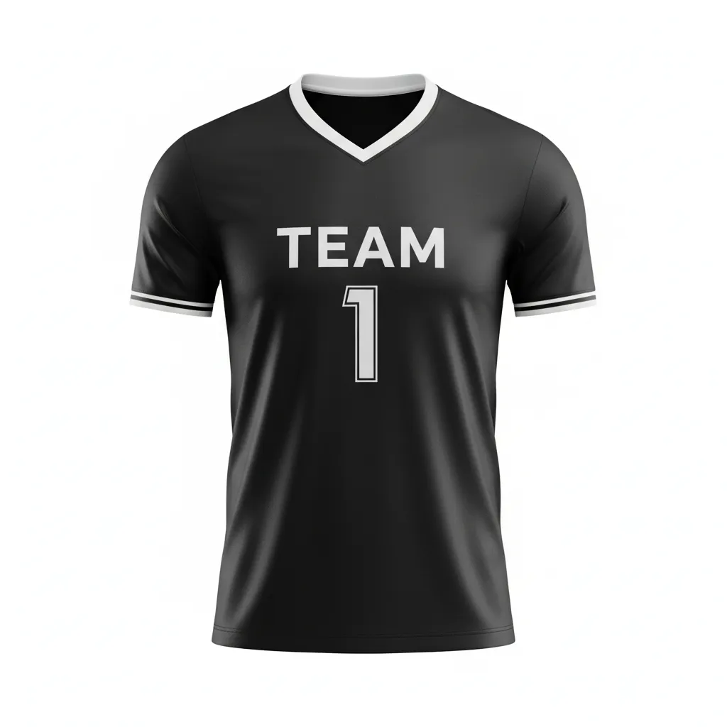 Custom Soccer Custom V Neck Soccer Jersey - Black, White - Vneck Minimalist - Front View - Kinexa Sportswear