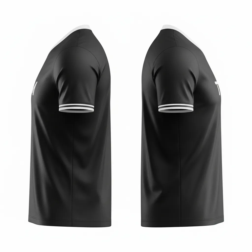 Custom Soccer Custom V Neck Soccer Jersey - Black, White - Vneck Minimalist - Side View - Kinexa Sportswear