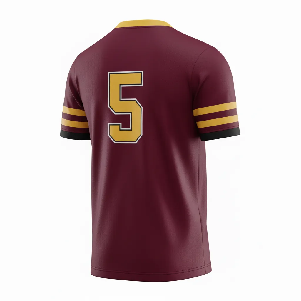 Custom Soccer Custom V Neck Soccer Jersey - Burgundy, Gold, White - Vneck Classic - Back View - Kinexa Sportswear