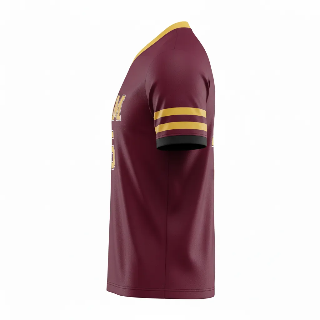 Custom Soccer Custom V Neck Soccer Jersey - Burgundy, Gold, White - Vneck Classic - Side View - Kinexa Sportswear