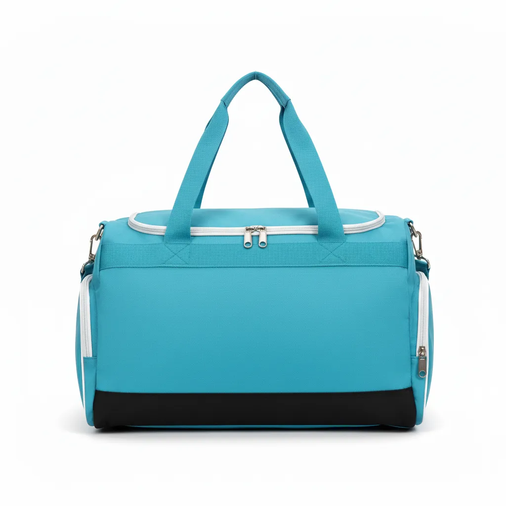 Custom Soccer Duffle Bag - White - Duffel Aqua - Back View - Kinexa Sportswear