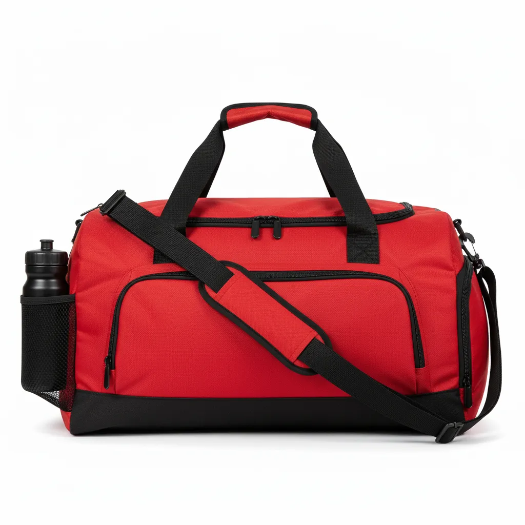 Custom Soccer Duffle Bag - Red, Black - Duffel Athletic - Side View - Kinexa Sportswear