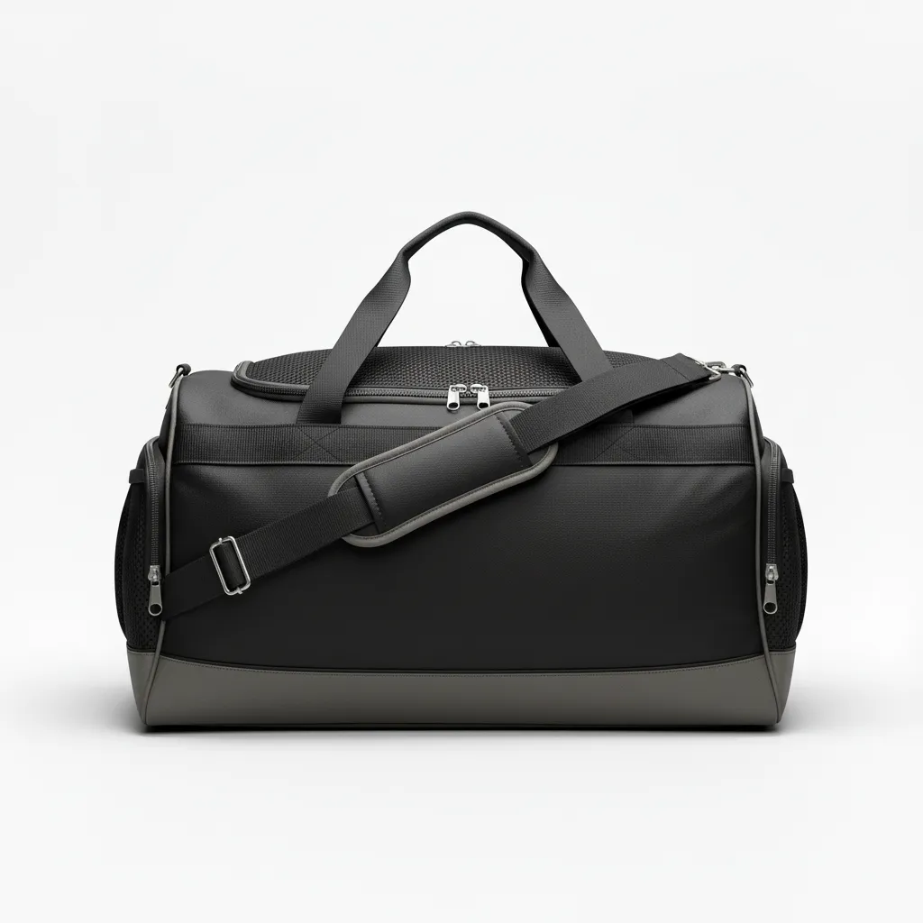 Custom Soccer Duffle Bag - Black, Grey - Duffel - Back View - Kinexa Sportswear
