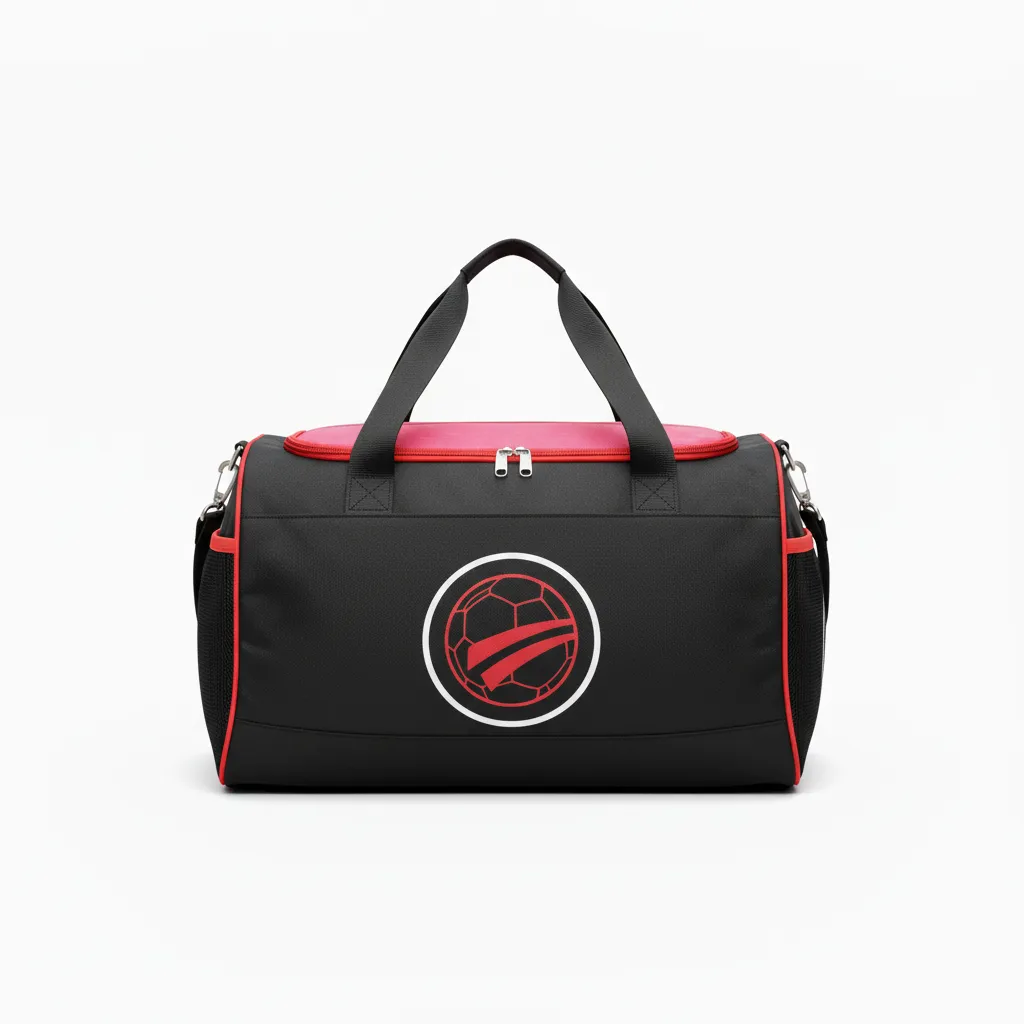 Custom Soccer Duffle Bag - Black, Red - Duffel - Back View - Kinexa Sportswear