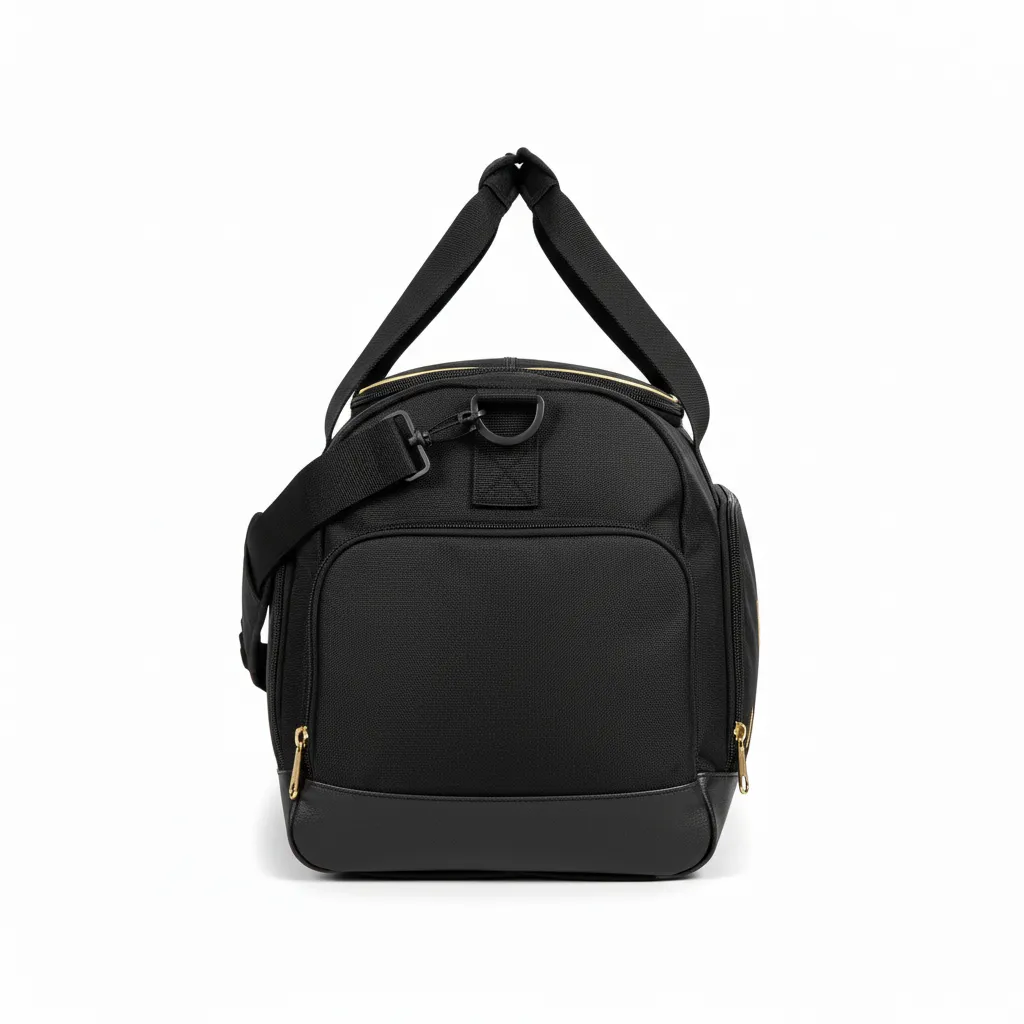Custom Soccer Duffle Bag - Black, Gold - Duffel Vegas - Side View - Kinexa Sportswear
