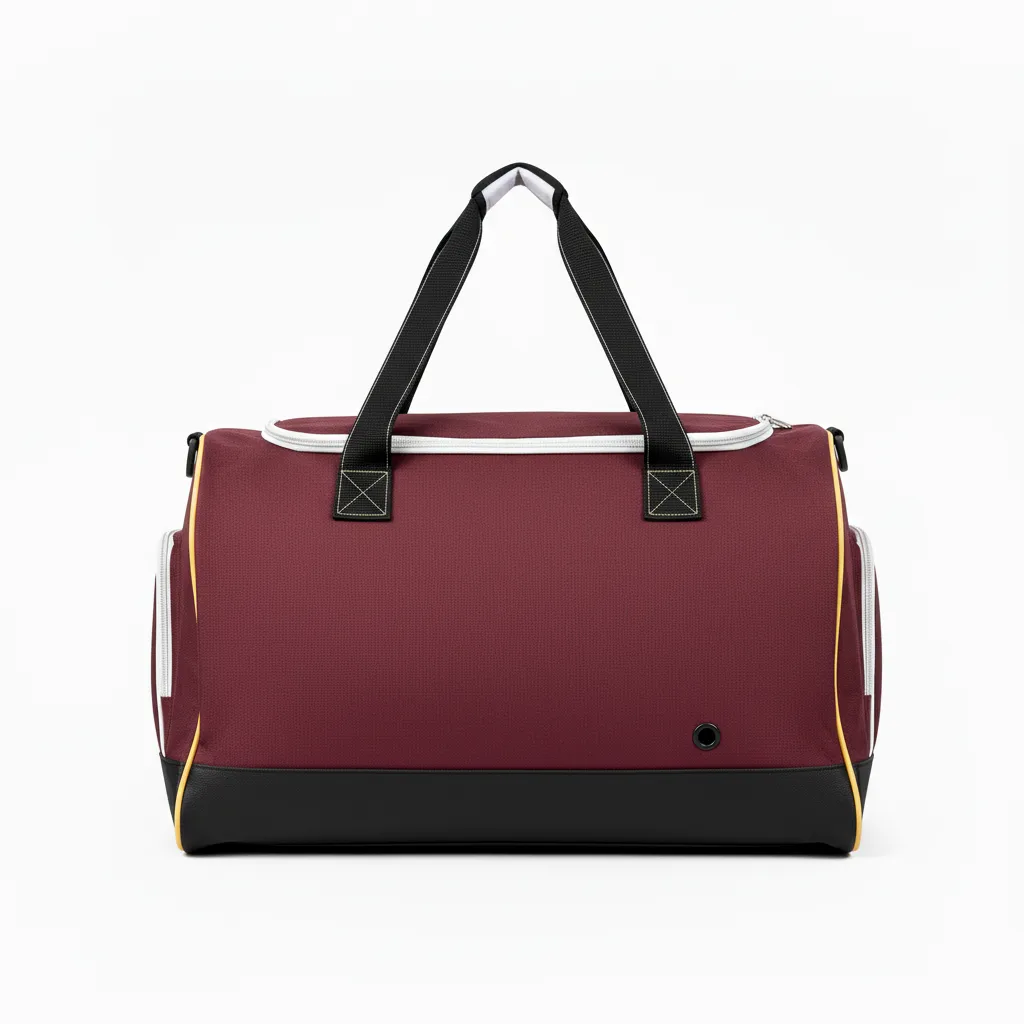 Custom Soccer Duffle Bag - Burgundy, Gold - Duffel - Back View - Kinexa Sportswear