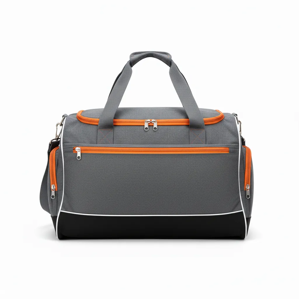 Custom Soccer Duffle Bag - Orange - Duffel Charcoal Neon - Back View - Kinexa Sportswear