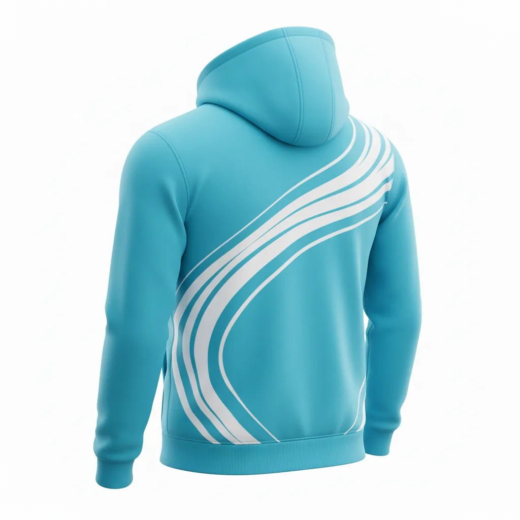Custom Soccer Full Zip Hoodie - White - Fullzip Aqua Wave - Back View - Kinexa Sportswear